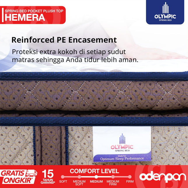 OLYMPIC - SET HEMERA Kasur Pocket Spring Bed Mattress Garansi Plush Top