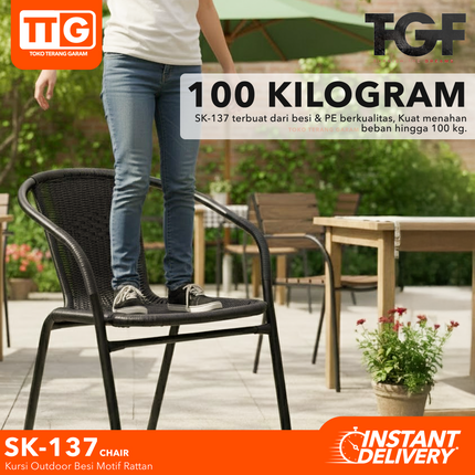 WLS - SK 137 CHAIR Kursi Taman Besi Rattan Minimalis
