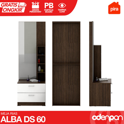 PIRA - ALBA DS 60 Meja Rias Kaca Cermin Dengan Rak