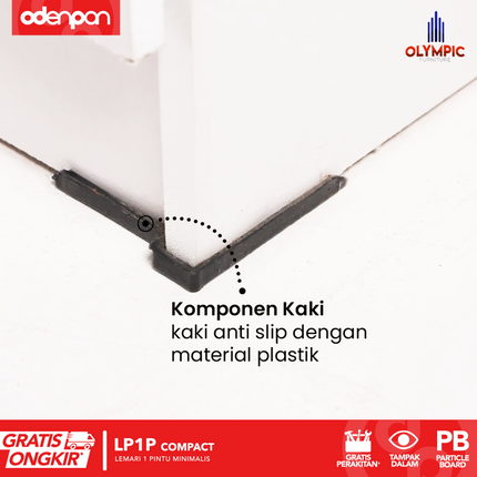 OLYMPIC - LP1P COMPACT Lemari Pakaian / Baju 1 Pintu Dengan Gantungan