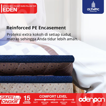 OLYMPIC - EDEN Kasur Pocket Spring Bed Mattress Garansi Euro Pillow Top