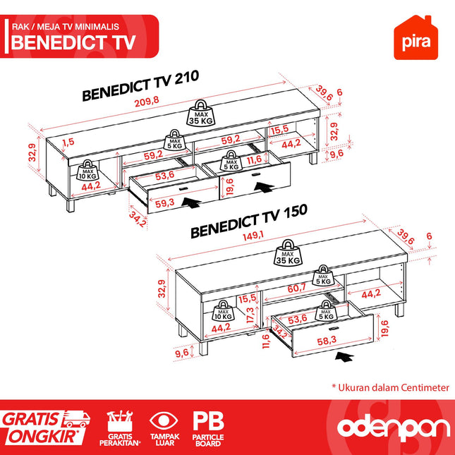 PIRA - BENEDICT TV Meja / Rak TV Minimalis