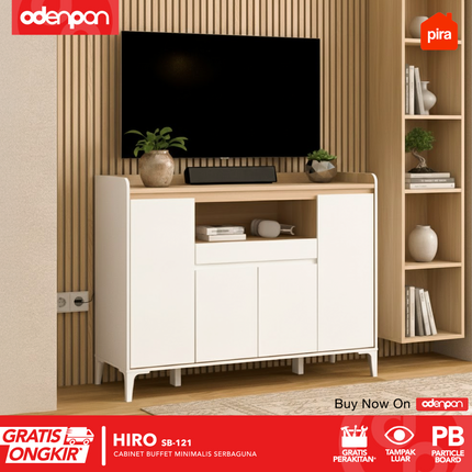 PIRA OX - HIRO SB121 Lemari Laci Cabinet Drawer Bufet Minimalis 4 Pintu 1 Laci 120 cm