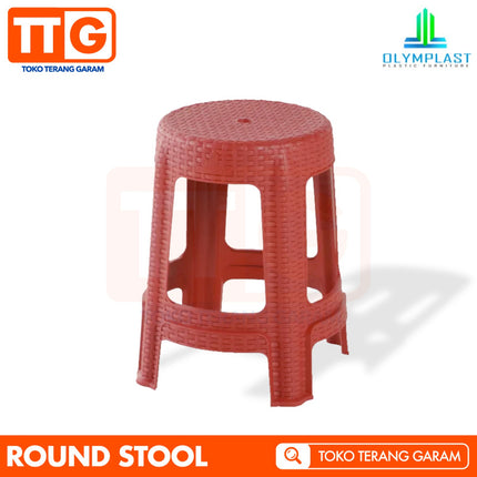 OLYMPLAST - ROUND STOOL Kursi Baso Plastik Rattan Bulat