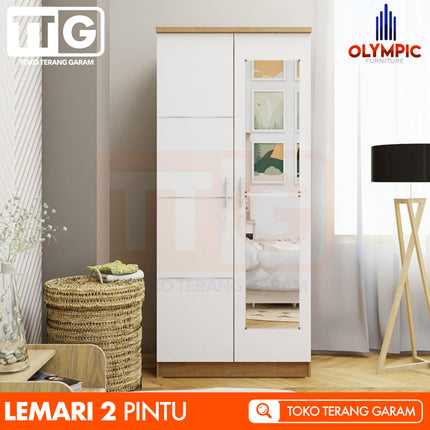 OLYMPIC - EERO 2P Lemari Pakaian / Baju 2 Pintu Dengan Cermin