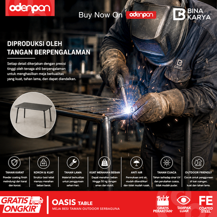 BINA KARYA - OASIS TABLE Meja Taman Besi Outdoor Serbaguna