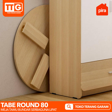 PIRA - TABE ROUND 80 Meja Tamu Belajar Makan Lesehan Lipat Serbaguna