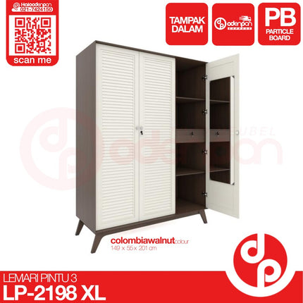 GRAVER - LP 2198 JL Lemari Pakaian / Baju 3 Pintu Jumbo