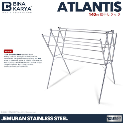 BINA KARYA - ATLANTIS Jemuran Stainless Steel 9 Palang 140 cm