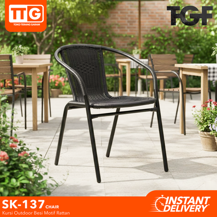 WLS - SK 137 CHAIR Kursi Taman Besi Rattan Minimalis
