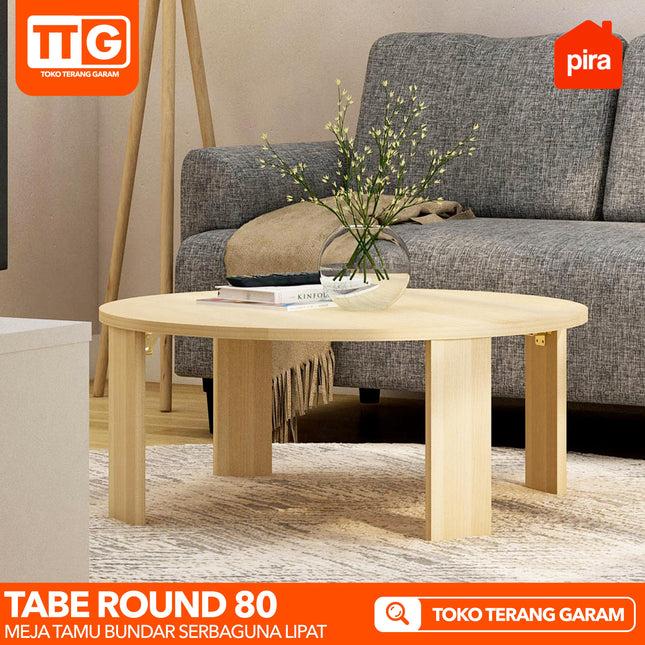 PIRA - TABE ROUND 80 Meja Tamu Belajar Makan Lesehan Lipat Serbaguna