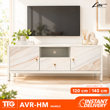 AVERY - HM TV MARBLE 1 Rak TV Besi Minimalis Dengan Motif Marble