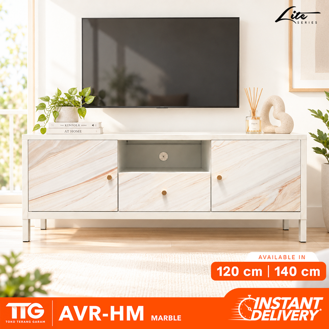 AVERY - HM TV MARBLE 1 Rak TV Besi Minimalis Dengan Motif Marble