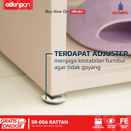 OLYMSTEEL - SR 006 RATTAN Lemari / Rak Sepatu Besi 3 & 4 Pintu