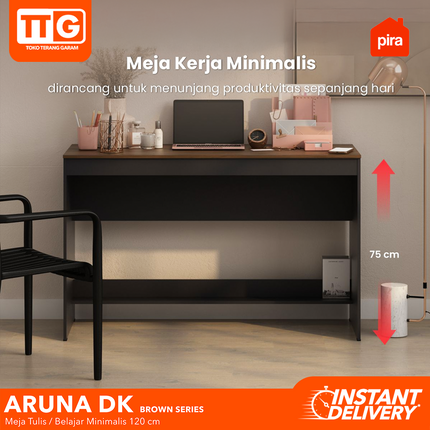 PIRA OX - ARUNA DK BROWN Meja Belajar / Kerja / Kantor Dengan Laci 120 cm