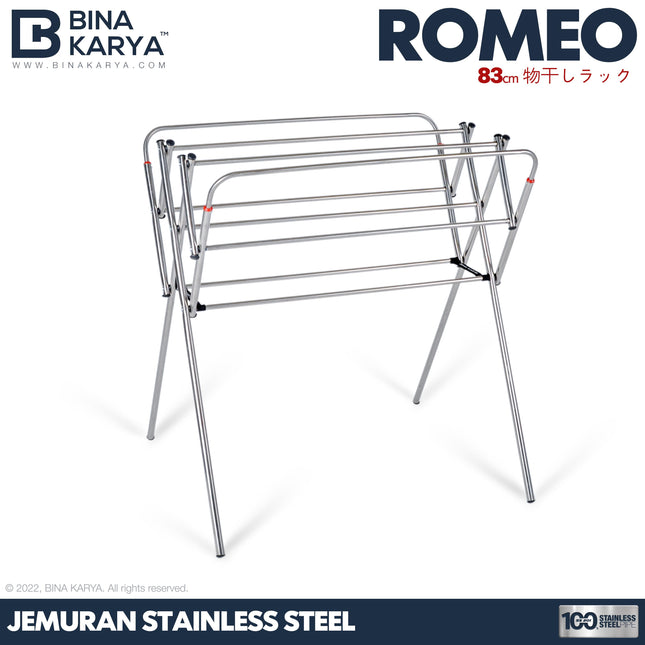 BINA KARYA - ROMEO Jemuran Stainless Steel Pakaian / Handuk 9 Palang Minimalis 80 cm