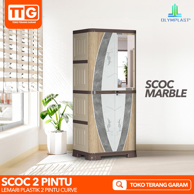 OLYMPLAST - SCOC 2P Lemari Pakaian Plastik 2 Pintu Printing Dengan Cermin