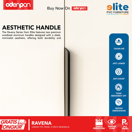 ELITE PVC - RAVENA Lemari UPVC 2 Pintu Swing Motif Kayu