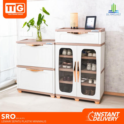 OLYMPLAST - SRO Rak Sepatu Plastik Minimalis Dengan Pintu