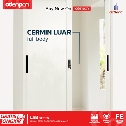 BESTSTEEL - LSB POLA Lemari Pakaian Baju 2 Pintu Besi Sliding Minimalis