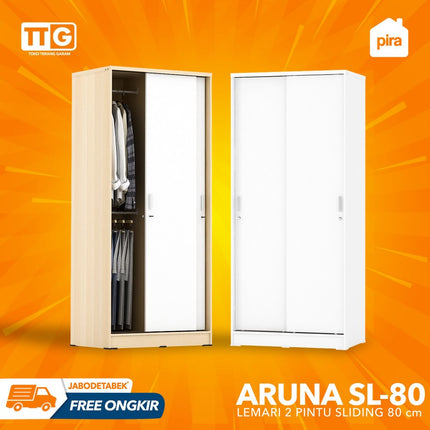 PIRA OX - ARUNA SL 80 Lemari Pakaian / Baju 2 Pintu Sliding 2 Gantungan 80 cm