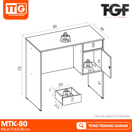 GRAVER - MTK 80 Meja Tulis / Komputer / Kasir / Belajar 80 cm