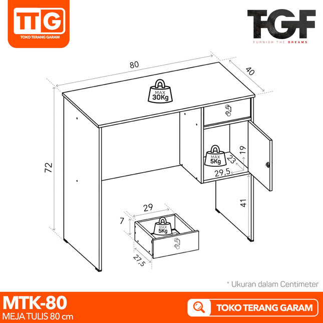 GRAVER - MTK 80 Meja Tulis / Komputer / Kasir / Belajar 80 cm