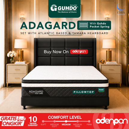 GUHDO - SET ADAGARD PILLOW TOP Kasur Spring Bed Pocket Coil Dengan Plush Pillow Top
