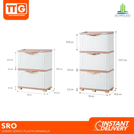 OLYMPLAST - SRO SW Rak Sepatu Plastik Minimalis Tarik 2 & 3 Susun