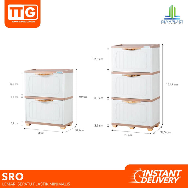 OLYMPLAST - SRO SW Rak Sepatu Plastik Minimalis Tarik 2 & 3 Susun