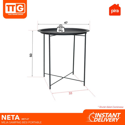 PIRA - NETA Coffee Table Portable / Meja Lipat Samping Besi