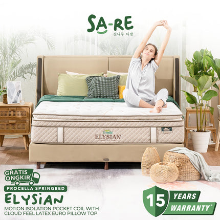 PROCELLA - ELYSIAN Kasur Pocket Spring Bed Euro Pillow Top Latex
