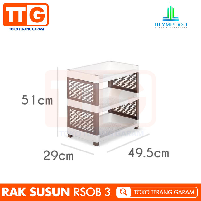 OLYMPLAST - RSOB 03 Rak Plastik Serbaguna Dapur Toilet 3 Susun Jumbo