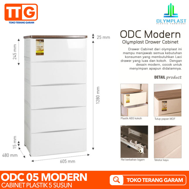 OLYMPLAST - ODC 05 MODERN Drawer Cabinet Plastik Laci 5 Susun