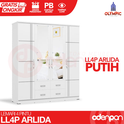 OLYMPIC G-STAR - LL4P ARLIDA Lemari Pakaian / Baju 4 Pintu Jumbo