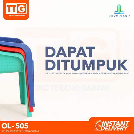 OLYMPLAST - OL 505 Kursi Plastik Motif Rattan Dengan Lengan
