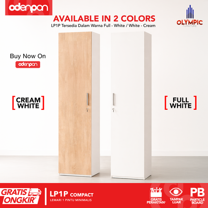 OLYMPIC - LP1P COMPACT Lemari Pakaian / Baju 1 Pintu Dengan Gantungan