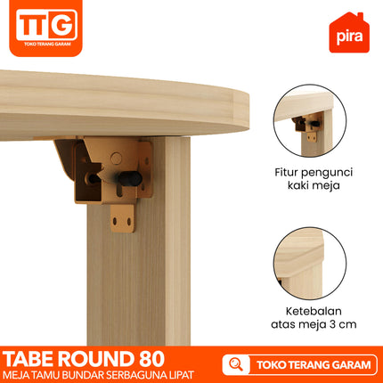 PIRA - TABE ROUND 80 Meja Tamu Belajar Makan Lesehan Lipat Serbaguna