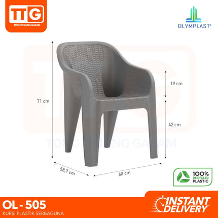 OLYMPLAST - OL 505 Kursi Plastik Motif Rattan Dengan Lengan