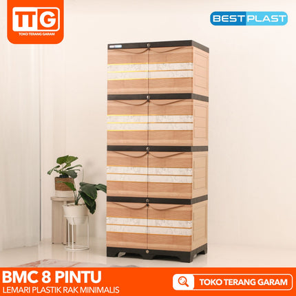 BESTPLAST - BMC 8P GOLD Lemari Pakaian Plastik 8 Pintu 4 Susun Dengan Rak Jumbo