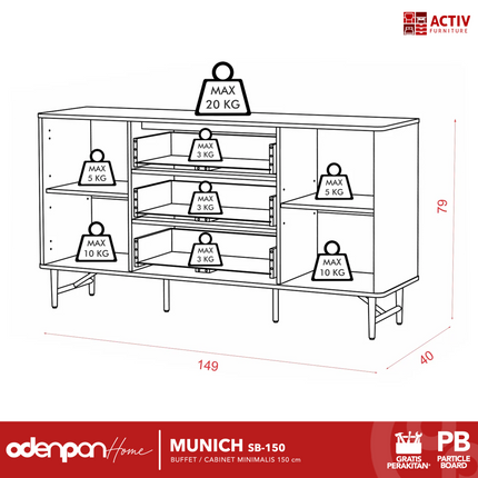 ACTIV AVANTI - MUNICH SB150 Sideboard Minimalis Modern