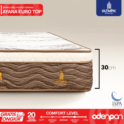 OLYMPIC - AYANA Kasur Independent Pocket Spring Bed Mattress Euro Top