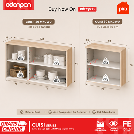 PIRA - CUISI MKCWU Kitchen Set Atas Besi Minimalis Motif Kayu