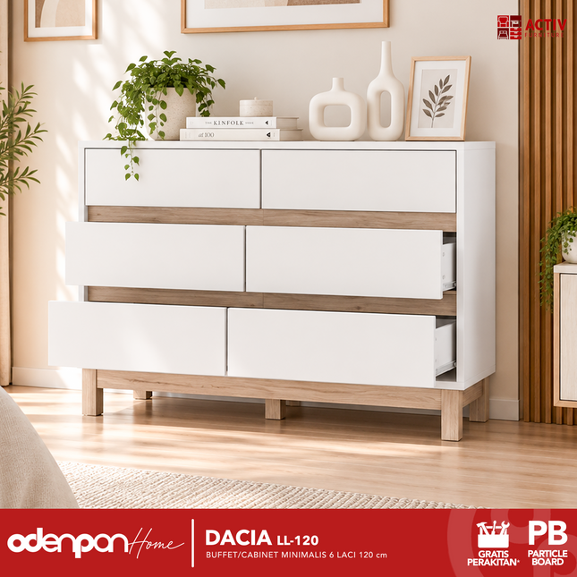 ACTIV CREATIV - DACIA LL 120 Lemari Laci Cabinet Drawer Bufet Minimalis 120 cm