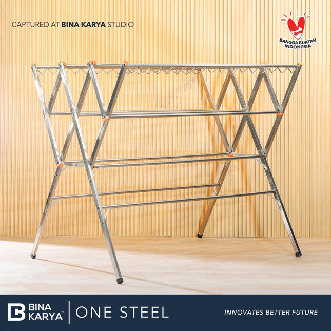 BINA KARYA - ONE STEEL Jemuran Stainless Steel Extra Jumbo 11 Palang 200 cm