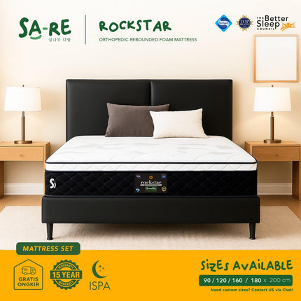 ELITE SERENITY - SET ROCKSTAR Kasur Busa Orthopedic Rebounded Foam Plush Top Kain Knitting