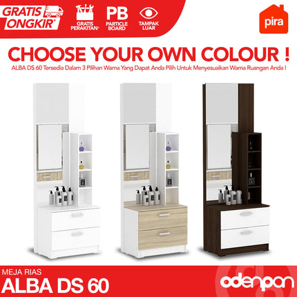 PIRA - ALBA DS 60 Meja Rias Kaca Cermin Dengan Rak