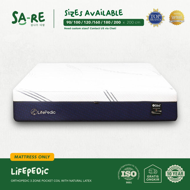 CENTRAL - DIAMOND LIFEPEDIC Kasur Spring Bed Orthopedic Kesehatan 3 Zone Pocket Spring With Natural Latex