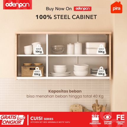 PIRA - CUISI MKCWU Kitchen Set Atas Besi Minimalis Motif Kayu