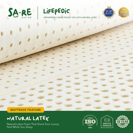 CENTRAL - DIAMOND LIFEPEDIC Kasur Spring Bed Orthopedic Kesehatan 3 Zone Pocket Spring With Natural Latex